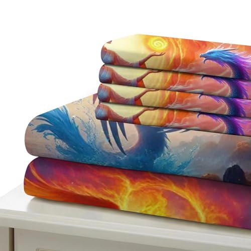 Ensemble de lit imprimé en 3D dragon housse 260x220cm avec fermeture éclair cachée