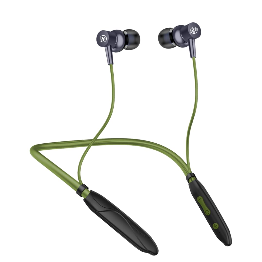YCOM ECO -2 Bluetooth Wireless Neckband – 45H Playtime with Fast Charge, IPX4 Waterproof, ENC Noice Reduction Bluetooth Neckband, Lightweight in Ear Earphones with Mic (Army Green) YCOM ECO -2 Bluetooth Wireless Neckband – 45H Playtime with Fast Charge, IPX4 Waterproof, ENC Noice Reduction Bluetooth Neckband, Lightweight in Ear Earphones with Mic (Army Green)