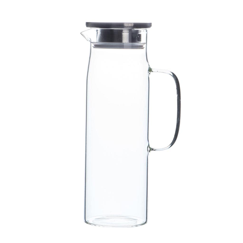 Sharplace Jarra de Agua para Servir Bebidas Frías Y Calientes con Tapa Filtro Material Vidrio Borosilicato Uso en Hogar Oficina Conferencias Fiestas Familiares, 24x8cm B