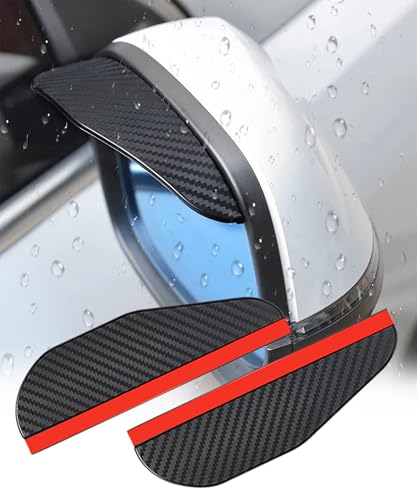 Xibao 2PCS Fibra De Carbono Espejo Lateral Para Lluvia Para Coches,Universal Coche Espejo Retrovisor Cubierta De Lluvia Parasol Ceja,Adecuado para Automóviles,Camiones,ATV,UTV,Campistas,Autobuses