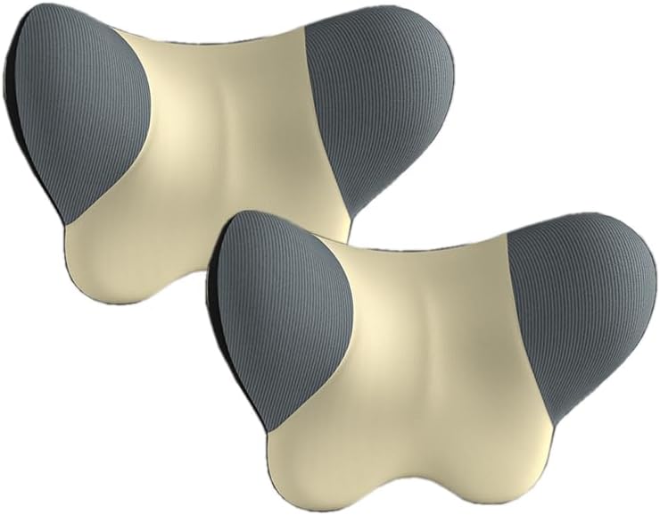 Softness Car Headrest Pillow for Skoda Superb II 2008-2015, 100% Memory Foam Ergonomic Design Fatigue Relief for Driving Traveling,A Beige-2