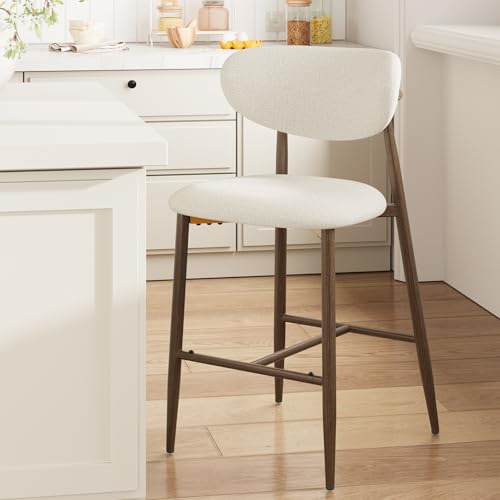 Image of MALOL Bar Stools Set of 1, Counter Height bar stools, Kitchen Bar Stools with Backs, Modern Upholstered, Modern Bar Stools with Metal Legs for Kitchen Island, Counter, Beige