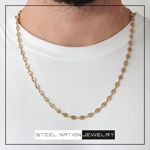 Men's Stainless Steel 6.5mm Flat Mariner Link Chain Necklace - Choice of Length and Color2