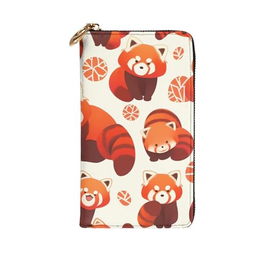 red Panda Prints Leather Long Clutch Wallet for Fashionable Girls and Women - Durable, Stylish, and Functional, Black, One Size2