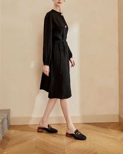 Image of NEWBELLA Mousse Fit Women Flat Mules Commute Pointed Toe Mules Flats Slip On Slides Walking Shoes, Dark 8