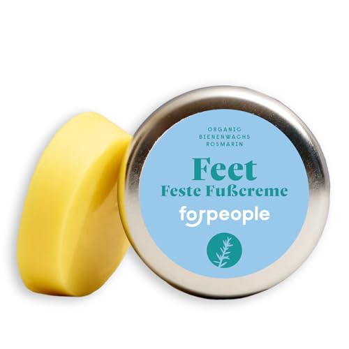 forpeople Feste BIO Fußcreme 40g · Fußbutter mit Bienenwachs und Sheabutter · Reichhaltige Fusscreme für sehr trockene Füsse · Schrundensalbe für Füße mit frischem Duft · Vegan, Bio, Fest
