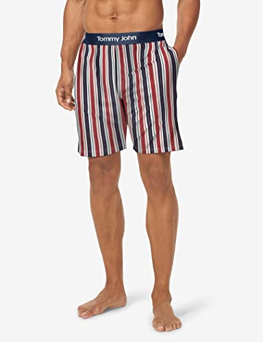 Tommy John Men's Second Skin Pajama Shorts - Comfortable Soft Sleep & Lounge Bottoms For Men (Elastic Band, July Pinstripe, Large) #TOP1