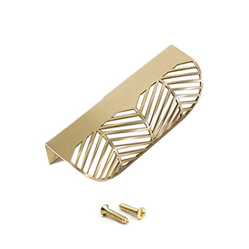 Tirador Dorado para Cajones, Diseño de Forma de Hoja Invisible, Tiradore para Mueble de Latón para Guardarropa,Aparadores, 1 Paquete (m) Cover