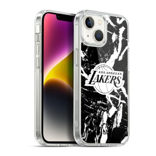 Head Case Designs sous Licence Officielle NBA Marbre Noir Los Angeles Lakers Coque en Gel [Protection de Qualité Militaire] Compatible avec Apple iPhone 14