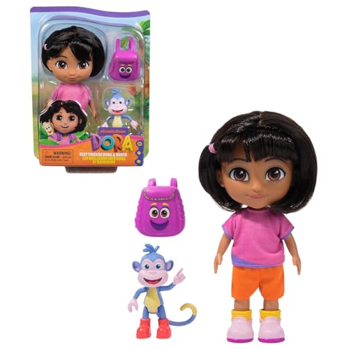 SUNNY, Dora Aventureira, Boneca de 15 cm, Mochila e Macaco Botas