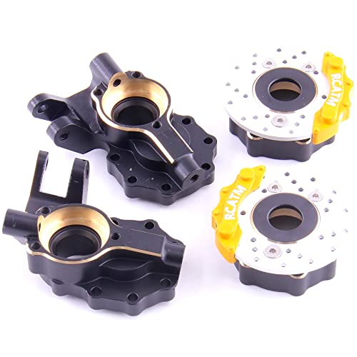 Rcatm Brass Knuckle & Hub Carrier & Portal Knuckle Cover & Scale Brake Rotor & Caliper Set For 1/10 Rc Crawler Traxxas Trx-4 Trx6 #TOP3