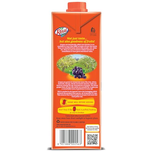 Image of DABUR Real Grape Fruit Juice 1L Rich In Vitamin C No Added Preservatives, No Artificial Colors & Flavours Goodness Of Best Fruits Daily Dose Of Fruit Nutrition Tasty, Refreshing & Energising Drink