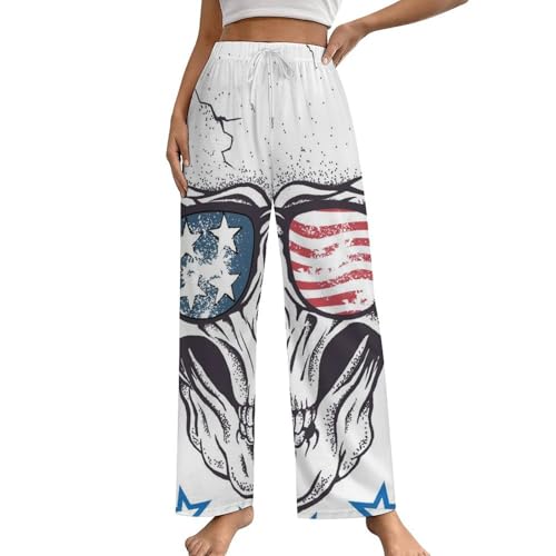 Pantalon de nuit femme crâne drapeau américain avec poches S
