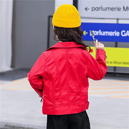 Girls Boys Biker Jacket Faux Leather Rivets Leather Motor Jacket For Kids 3-12Years2