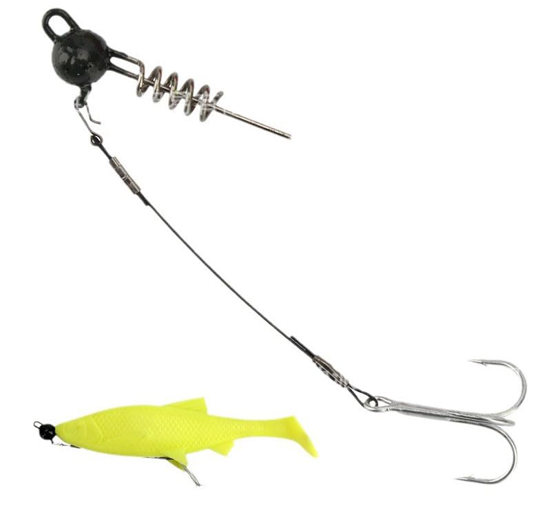Cuoyuqie 5 pcs Screw-in Jig Head with Corkscrew Stinger Rig Fishing Hook Ststerm Strong Sharp Treble Hooks Bass Pike Sea Tackle Pesca