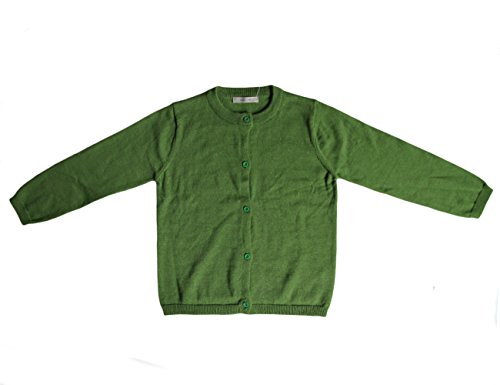 ASHERANGEL Little Girls Basic Crew Neck Solid Fine Knit Cardigan Sweaters Green 5T2