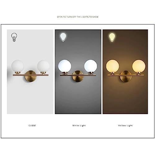 Image of WOKE Double Globe at 180 Degree Indoor /Outdoor Wall Light /Wall Lamp Lighting for Decor Home /Living Room- Golden and Milky,Corded Electric (Without Bulb) 78949