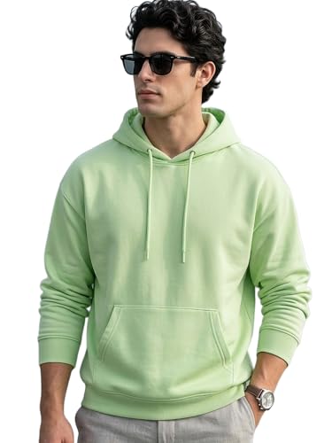 Image of Urbano Fashion Men's Cotton Solid Oversized Hooded Neck Sweatshirt