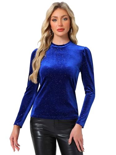Blouse en velours pour femme Allegra K top vintage brillant métallisé chic