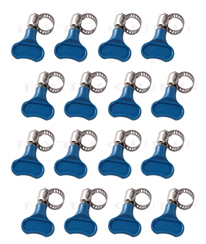 Image of BATH GURU Stainless Steel Hand Adjustable Worm Gear Key Type Hose Clamps 3 /4 Inch Gas Water Tap Garden Pipe Clamp Clips for Plumbing Mechanical & Multi Uses (Pack Of 16, .75 Inch)