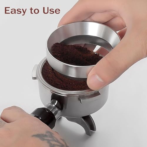 Image of THW Coffee Accessories, Portafilter 51mm, Powder Ring for Espresso Ground Coffee Brewing, Magnetic Filter for Prevent Spilling, Coffee Filter Machine Accessories (Silver)