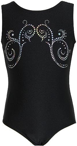 GymStern Gymnastikanzug Sterne Lycra Mädchen Turnanzug Kurzarm Kinder Turnbody kurzärmlich Größe:122/128 Farbe:Lycra in Schwarz/KOREA