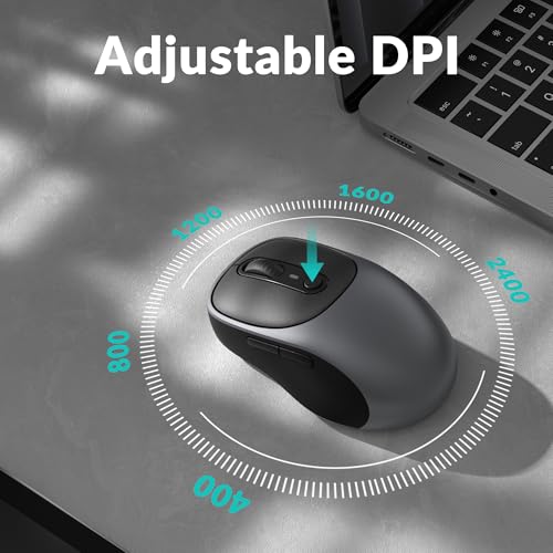 Image of Keychron BM24 Portable Wireless Mouse, 2400 DPI Quiet Clicks, 2.4 GHz /Bluetooth 5.2 /Wired with Programmable Buttons, Long Battery Life for Laptop PC /Mac /Windows - Metal Gray