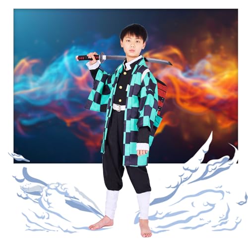 Set completo disfraz anime infantil con kimono y mochila miniatura 7