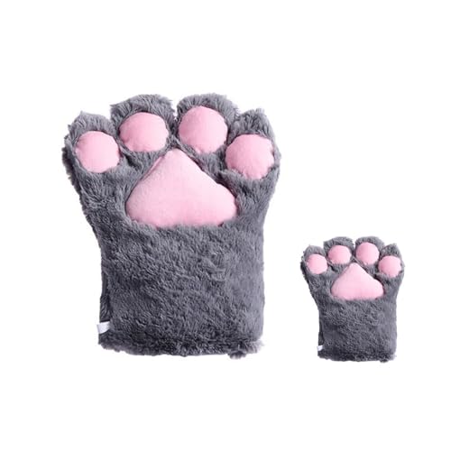 Gants de cosplay style fursuit avec extensions de griffes pour déguisement adulte gris