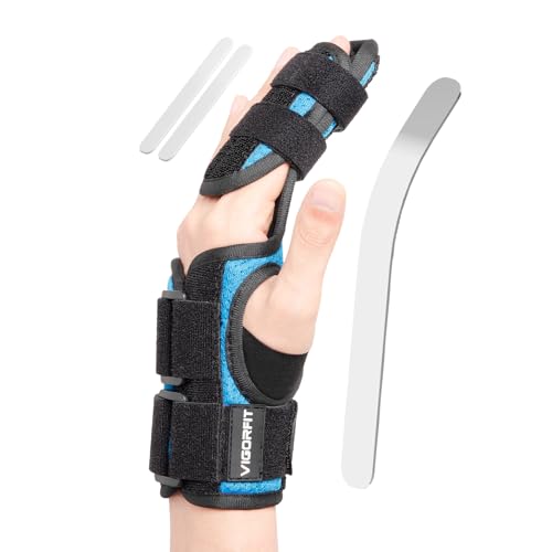 VIGORFIT 2 Finger Splint for Trigger Finger, Broken Fingers, Knuckle Sprains - Double Finger Support for Index, Middle, Ring Finger, Unisex Sizes, Left Hand, M