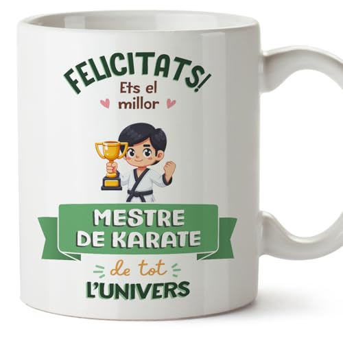 MUGFFINS Tazas para MAESTRO DE KARATE hombre - En Catalán - Millor Univers Trofeu - 11 oz / 330 ml - Regalo original y divertido