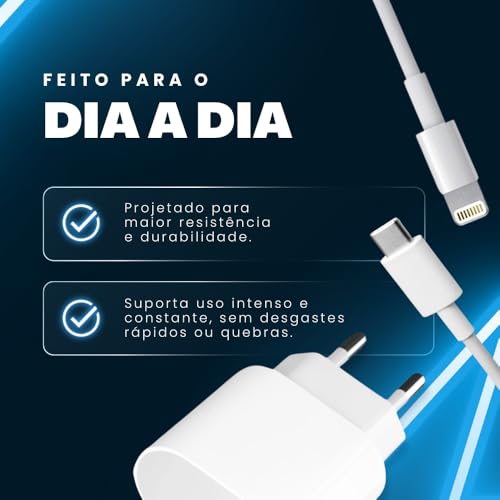 Cabo Usb-C-Lightning + Fonte Carregador Turbo 25W Compatível iPhone X Xr SE 11 12 13 14 Premium PARR