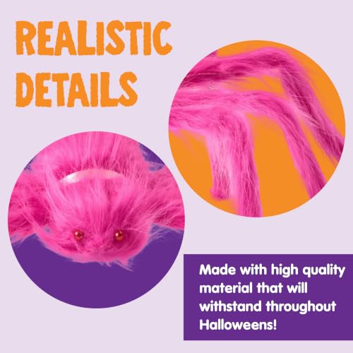 Image of JOYIN 6 Packs Halloween Outdoor Decorations Colorful Giant Spiders Set, Halloween Decor Outside, Multicolor Hairy Large Spider with Different Size for Lawn, Yard Decor (30 inch, 30 inch, 20 inch, 20 inch, 12 inch, 12 inch)