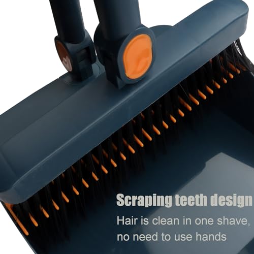 YGNNBC Besen und Kehrschaufel Kit Vertikal Langstiel Besen Kit Kehrschaufel Kombination für Haushalt Reinigung und Kehren. (Blau) – Bild 6