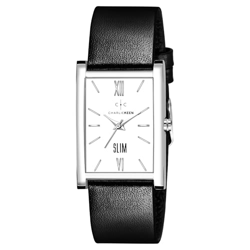 Image of CHARLIEKEEN Slim Analogue Watch, Black Dial, Leather Strap