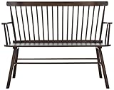SAFAVIEH Home Collection Addison Farmhouse Dark Walnut Solid Wood Windsor Spindle Loveseat Bench