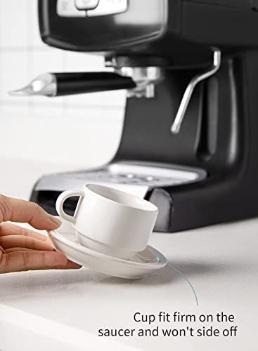 Sweese 404.001 Porcelain Stackable Espresso Cups With Saucers And Metal Stand - 2.5 Ounce For Specialty Coffee Drinks, Latte, Cafe Mocha And Tea - Set Of 6, White #TOP3