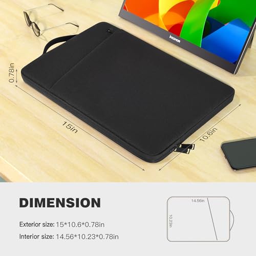 Image of Portable Monitor Case 15.6 Inch, Protective Carrying Sleeve for MNN ForHelp KYY InnoView VILVA COOLHOOD ViewSonic HotYeah KOORUI QQH Zenscreen 15.6 inch 16.1 inch Portable Monitor Computer Bag,Black