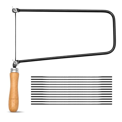 Sierra de marquetería con Hojas 2/13 para madera, Segueta para Marquetería Arco, Sierra proyectos educativos, 270 mm fondo, Mango de madera