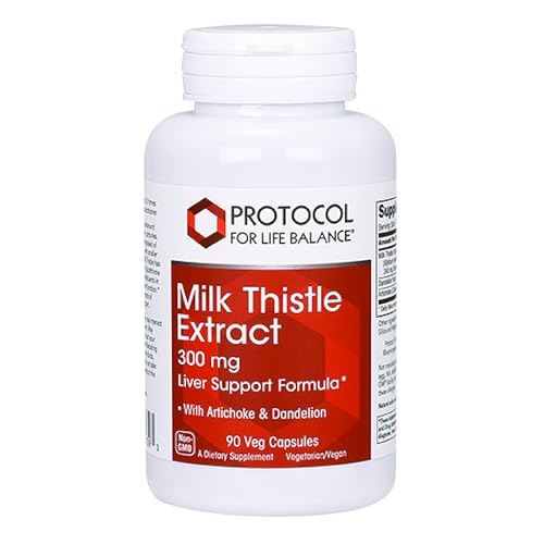PROTOCOL FOR LIFE BALANCE Milk Thistle Extract 300 mg - for Healthy Liver Support* - with Artichoke Leaf & Dandelion Root - Vegan & Kosher - 90 Veg Capsules