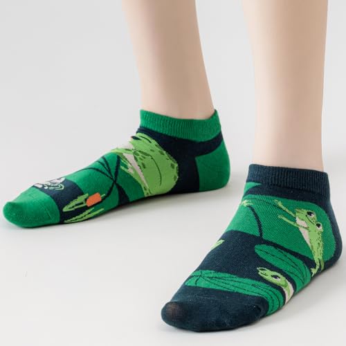 Image of 2 Pairs Funny Cartoon Animal Print Cotton Ankle Socks for Women Teens