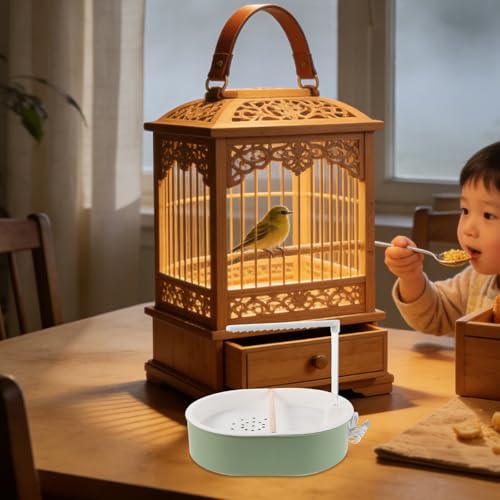 Bañera para pájaros que evita salpicaduras en jaulas de interior 7