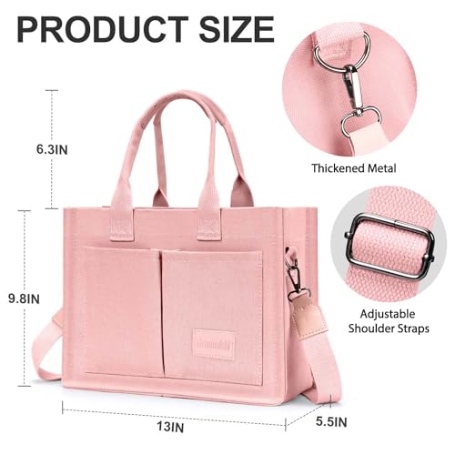 Image of Canvas Tote Bag for Women with Pockets Crossbody Bag Tote Shoulder Handbags Casual Work Bags Everything Tote Bag