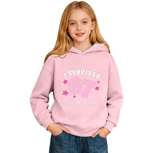 Genérico Sudadera Niña Resistente Sudadera para Niños con Estampado del Número 67 con Capucha Aire Libre Detalles Finos Medidas 2-14 Años