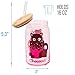Silver Buffalo Sanrio Hello Kitty & Friends Chococat Chocolate Pink Glass Jar Tumbler with Bamboo Lid and Glass Straw, 16 Ounces