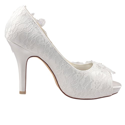 Emily Brida Lace Wedding Shoes Ivory Lace Peep Toe High Heel Bridal Shoes4
