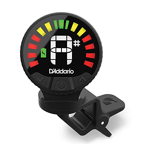 D'Addario Nexxus 360 Rechargeable Guitar Tuner - Clip On Guitar Tuner - Acoustic Guitar Tuner - Electric Guitar Tuner - 24 Hours of Tuning Time per Charge - Rotates 360-degrees