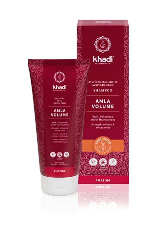 khadi AMLA VOLUME Champú ayurvédico, 100% vegano, sin siliconas ni sulfatos, Cabello potente y con...