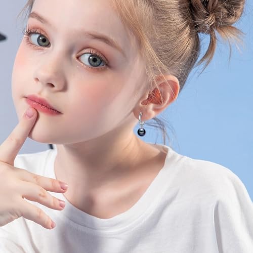 925 Sterling Silver Black Pearl Hoop Earrings Dangle Drop Jewelry Gifts for Women4