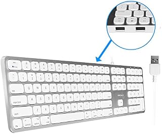 Macally Mac Keyboard Full-Size & Number Keypad (Metal Frame) 2 USB Ports Hub